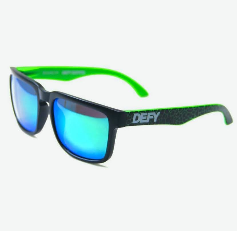 DEFY EMPIRE BROOKLYN SUNGLASSES IN MATTE BLACK FRAME/GREEN POLARIZED LENSES