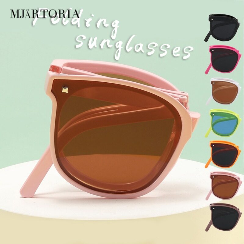 MJartoria Fashion Folding Sunglasses Girls and Boys Outdoor Travel Portable Sunshade Glasses Radiation Protection Sun Protection