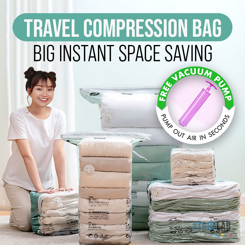 ?【HOT】Singapore Fast Delivery ? Travel Compression Bag ? Big Foldable Vacuum Wardrobe Organizer Spacious Durable Odorless Dustproof Waterproof Collapsible Storage Washable Reusable Cloth Blanket Quilt