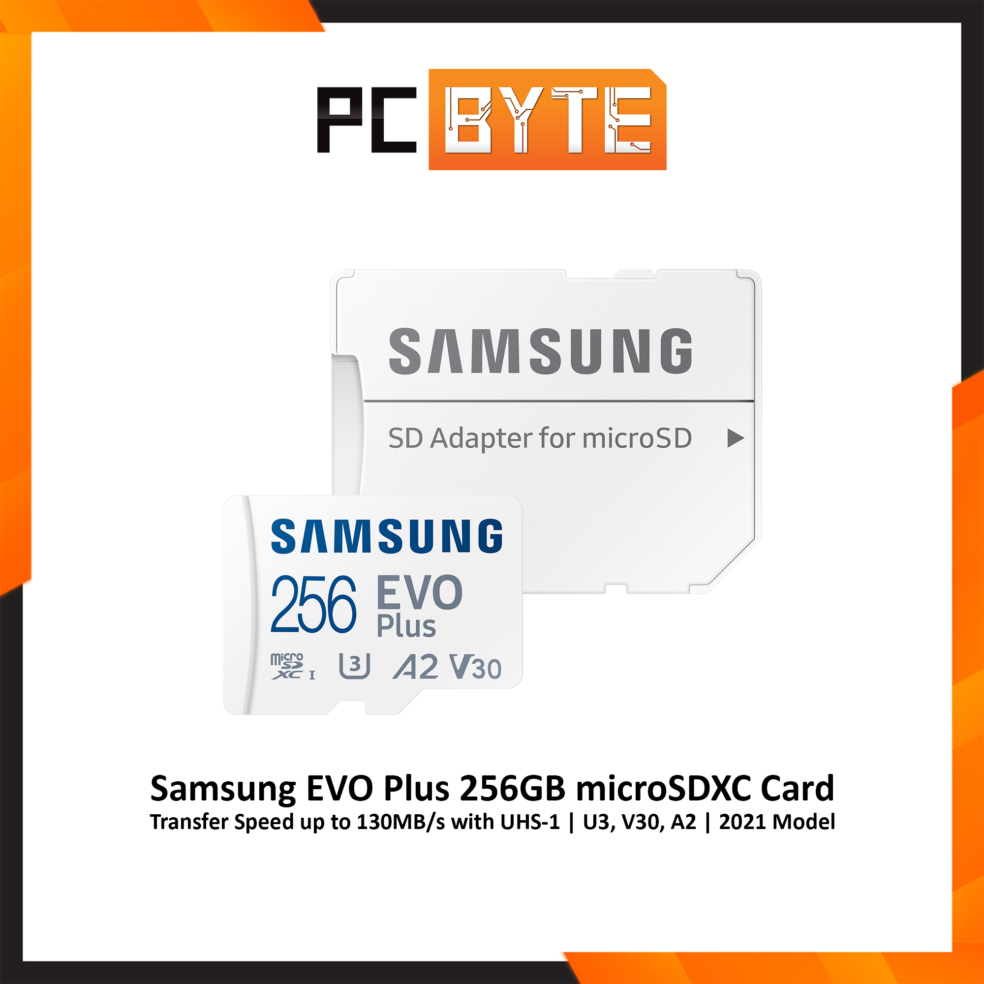 Samsung Evo Plus (2021) 256GB microSDXC Card w/Adapter (Up to 130MB/s transfer speed with UHS-1 | U3, V30, A2)