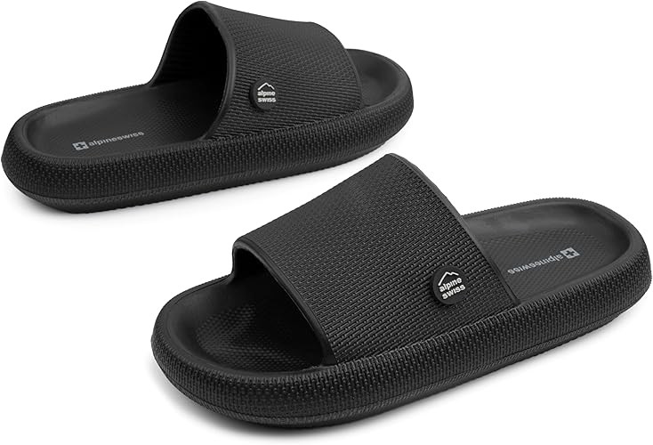 Alpine Swiss Omar Men's Slipper Slippers Men's Ultra Cushioned Cloud Slide Waterproof Lightweight Sandals Quick Dry Non-Slip Shower Shoes